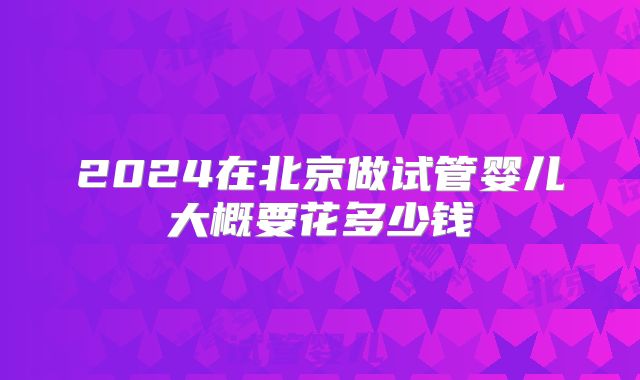 2024在北京做试管婴儿大概要花多少钱