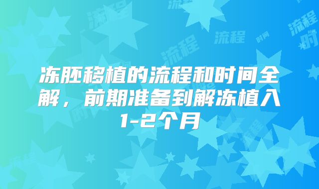 冻胚移植的流程和时间全解,前期准备到解冻植入1-2个月