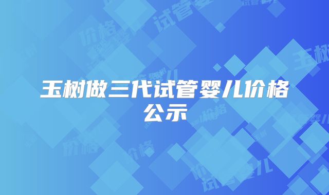 玉树做三代试管婴儿价格公示