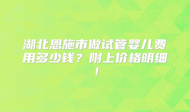 湖北恩施市做试管婴儿费用多少钱？附上价格明细！