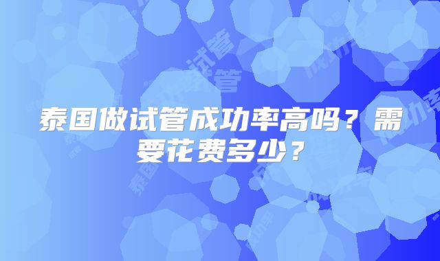 泰国做试管成功率高吗？需要花费多少？