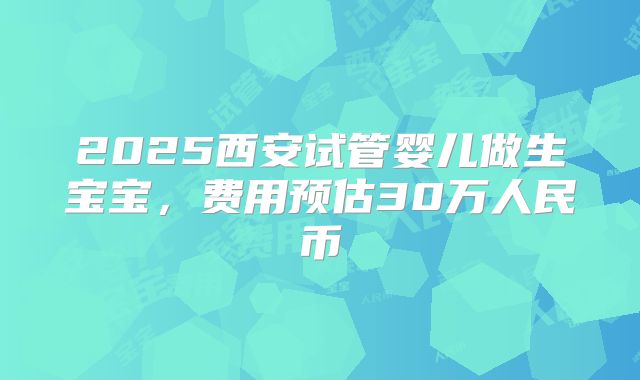 2025西安试管婴儿做生宝宝,费用预估30万人民币