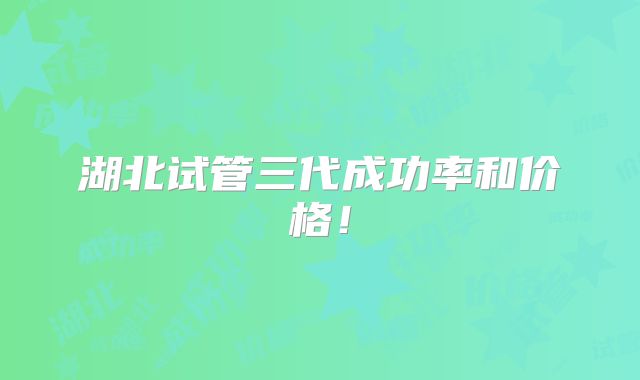 湖北试管三代成功率和价格！