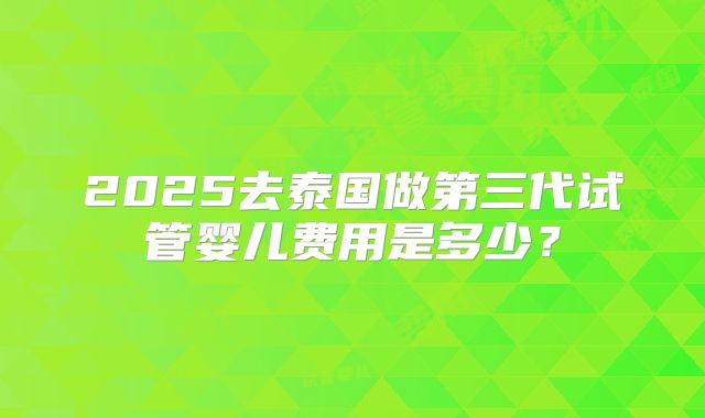 2025去泰国做第三代试管婴儿费用是多少？