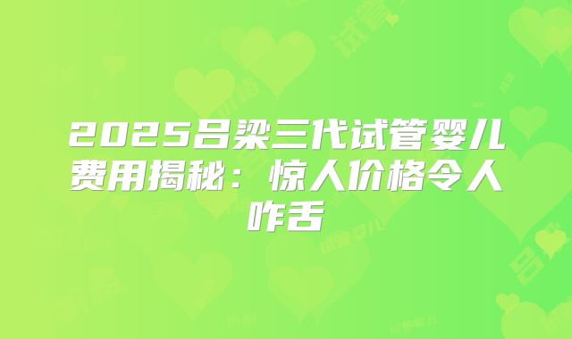 2025吕梁三代试管婴儿费用揭秘:惊人价格令人咋舌