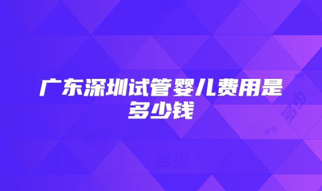 广东深圳试管婴儿费用是多少钱