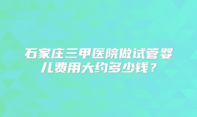 石家庄三甲医院做试管婴儿费用大约多少钱？
