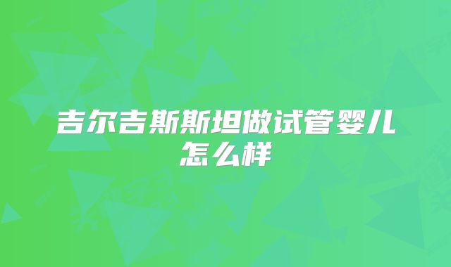 吉尔吉斯斯坦做试管婴儿怎么样