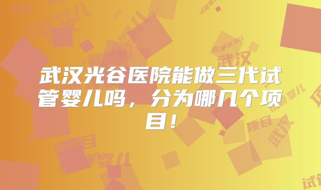 武汉光谷医院能做三代试管婴儿吗,分为哪几个项目!