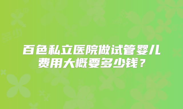 百色私立医院做试管婴儿费用大概要多少钱?
