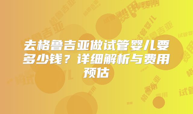 去格鲁吉亚做试管婴儿要多少钱？详细解析与费用预估