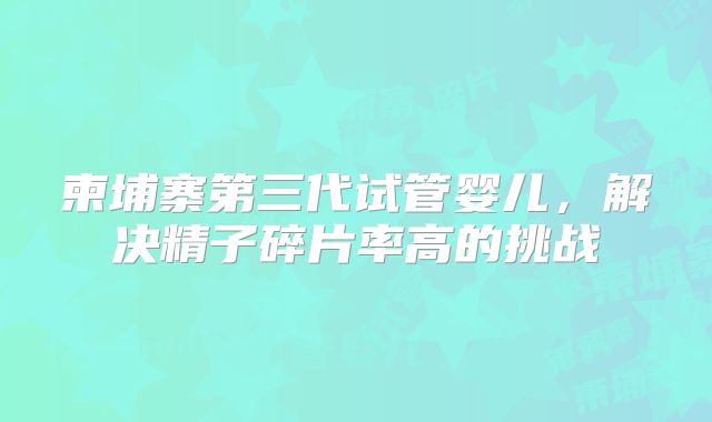 柬埔寨第三代试管婴儿，解决精子碎片率高的挑战