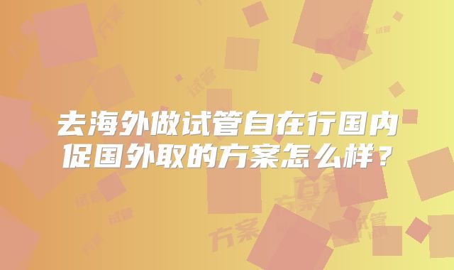 去海外做试管自在行国内促国外取的方案怎么样?
