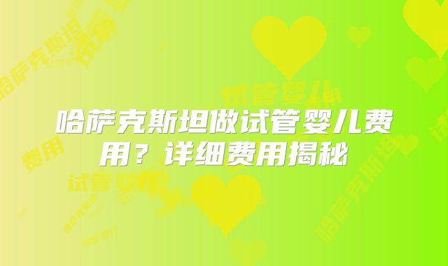 哈萨克斯坦做试管婴儿费用？详细费用揭秘