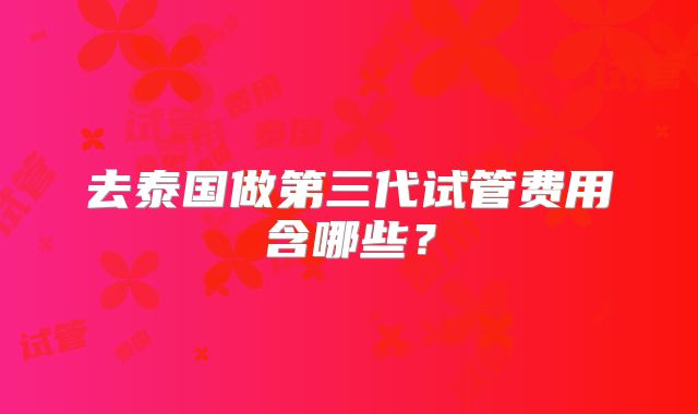 去泰国做第三代试管费用含哪些?