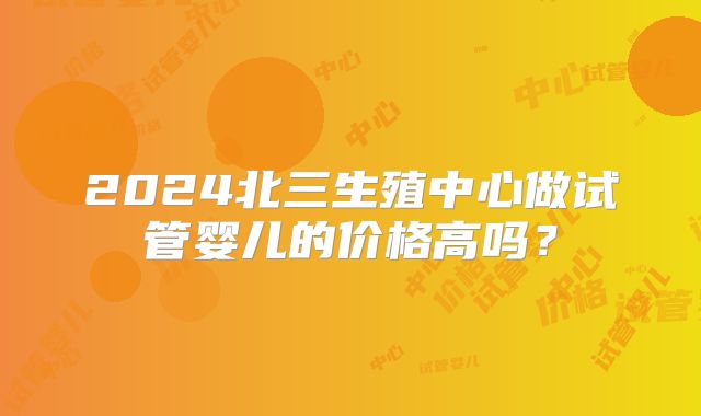 2024北三生殖中心做试管婴儿的价格高吗？