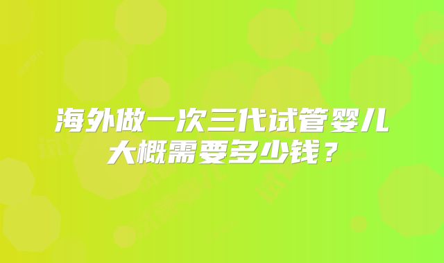 海外做一次三代试管婴儿大概需要多少钱？