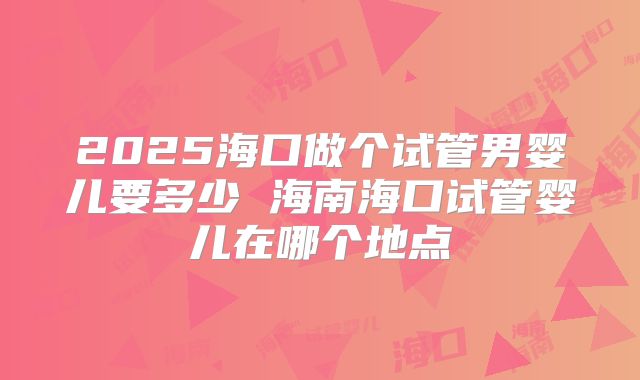 2025海口做个试管男婴儿要多少 海南海口试管婴儿在哪个地点