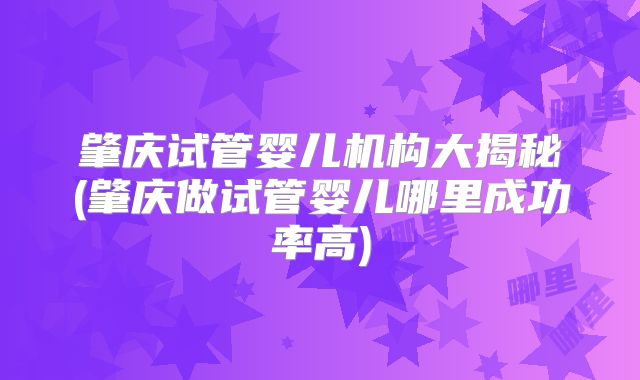 肇庆试管婴儿机构大揭秘(肇庆做试管婴儿哪里成功率高)