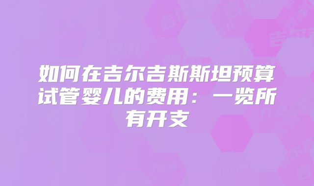 如何在吉尔吉斯斯坦预算试管婴儿的费用：一览所有开支