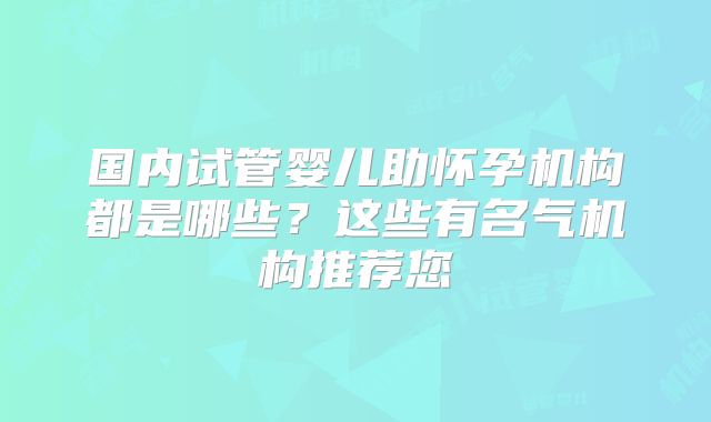 国内试管婴儿助怀孕机构都是哪些?这些有名气机构推荐您