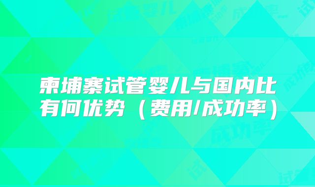柬埔寨试管婴儿与国内比有何优势(费用/成功率)