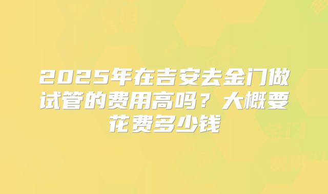 2025年在吉安去金门做试管的费用高吗？大概要花费多少钱