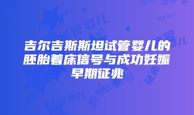 吉尔吉斯斯坦试管婴儿的胚胎着床信号与成功妊娠早期征兆