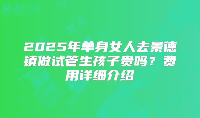 2025年单身女人去景德镇做试管生孩子贵吗？费用详细介绍
