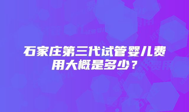 石家庄第三代试管婴儿费用大概是多少？