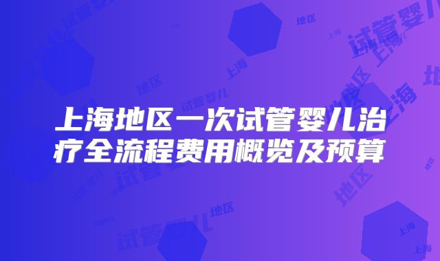 上海地区一次试管婴儿治疗全流程费用概览及预算