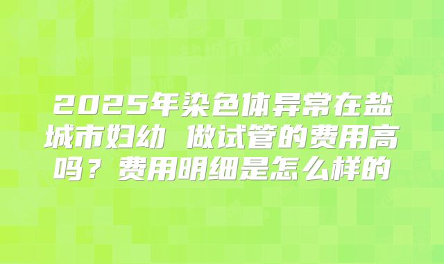 2025年染色体异常在盐城市妇幼 做试管的费用高吗？费用明细是怎么样的