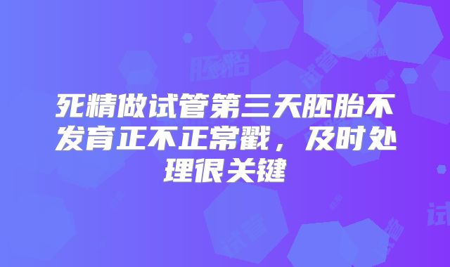 死精做试管第三天胚胎不发育正不正常戳，及时处理很关键