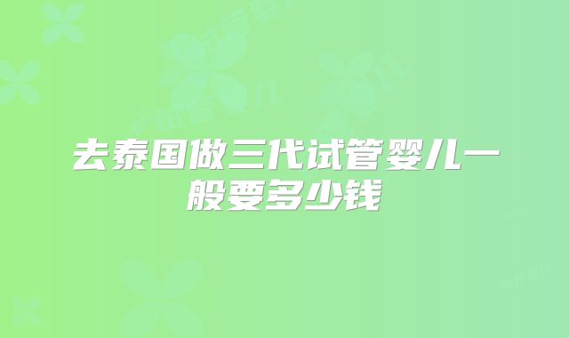 去泰国做三代试管婴儿一般要多少钱