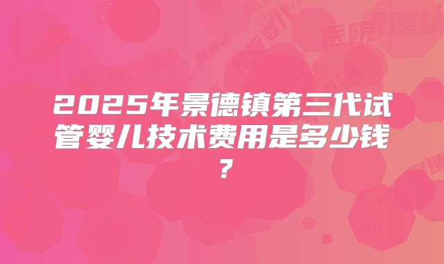 2025年景德镇第三代试管婴儿技术费用是多少钱？