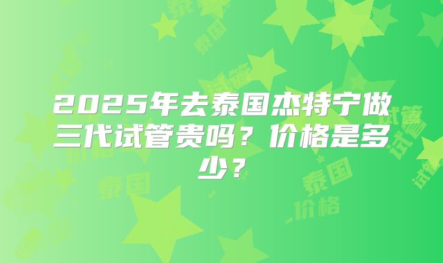 2025年去泰国杰特宁做三代试管贵吗？价格是多少？