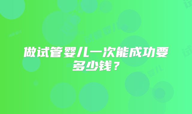 做试管婴儿一次能成功要多少钱?