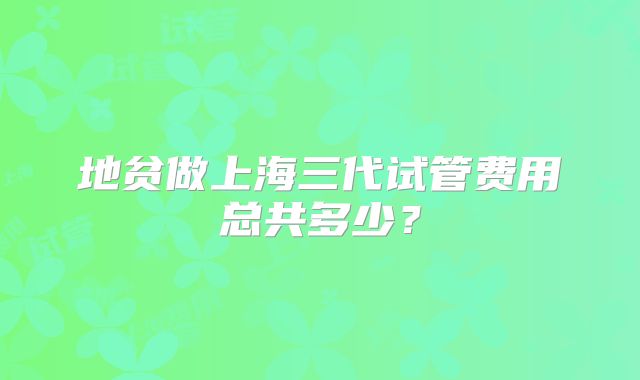 地贫做上海三代试管费用总共多少？