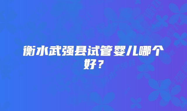 衡水武强县试管婴儿哪个好?