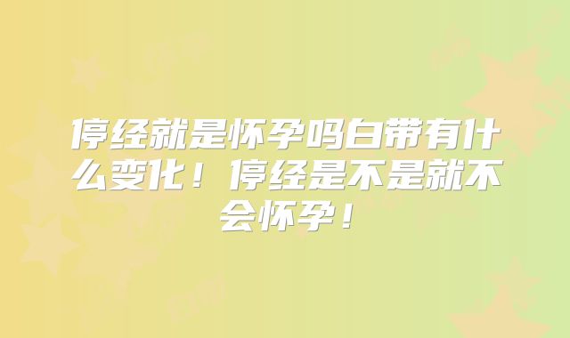 停经就是怀孕吗白带有什么变化！停经是不是就不会怀孕！