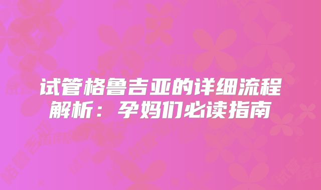 试管格鲁吉亚的详细流程解析：孕妈们必读指南