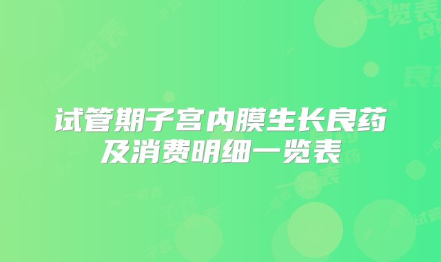 试管期子宫内膜生长良药及消费明细一览表
