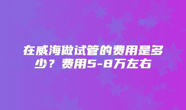 在威海做试管的费用是多少？费用5-8万左右