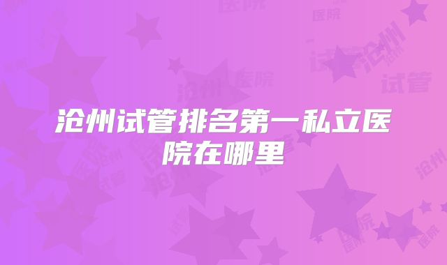 沧州试管排名第一私立医院在哪里