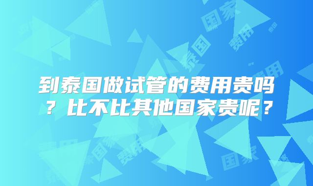 到泰国做试管的费用贵吗？比不比其他国家贵呢？