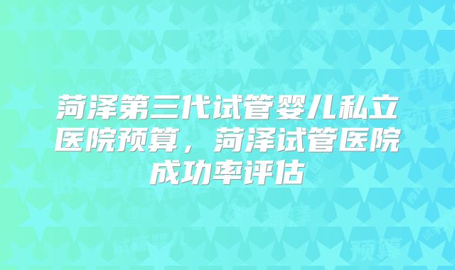 菏泽第三代试管婴儿私立医院预算,菏泽试管医院成功率评估