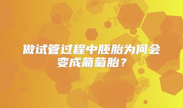 做试管过程中胚胎为何会变成葡萄胎?