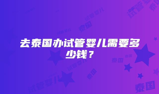 去泰国办试管婴儿需要多少钱？