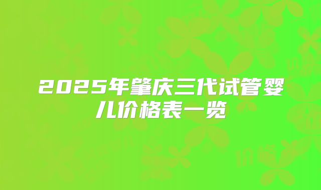 2025年肇庆三代试管婴儿价格表一览