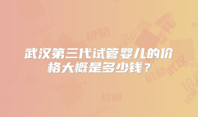 武汉第三代试管婴儿的价格大概是多少钱?